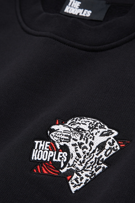 ROUND NECK SWEATSHIRT WITH TIGER CHEST EMBROIDERY BLACK 2