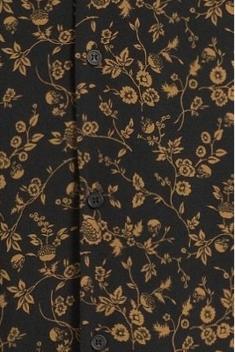 BLACK LENZING™ ECOVERO™ SLIM SHIRT WITH CAPPUCCINO FLOWER MO 5