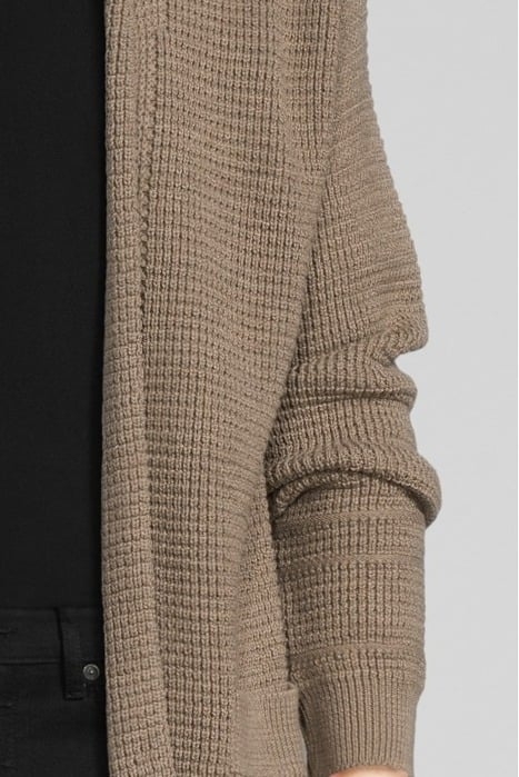 MEN'S BEIGE DECORATIVE KNIT CARDIGAN WITH SHAWL COLLAR MINK 4