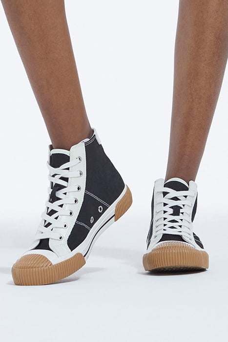 HIGH-TOP CANVAS SNEAKERS WITH LEATHER INSERTS BLACK 3