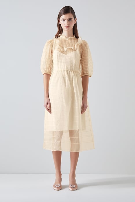 DR MADDIE PINTUCK DRESS ECRU 1