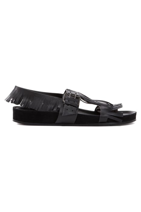 LEATHER SANDALS WITH FRINGES BLACK 1