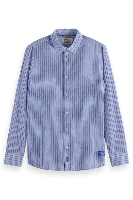 REGULAR FIT CRINKLE STRIPE SHIRT BLUE STRIPE 3