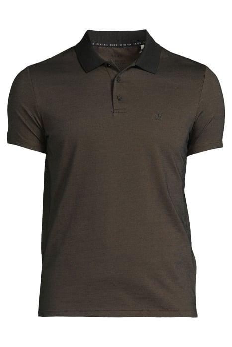 KHAKI MARL POLO SHIRT WITH MIXED-FABRIC COLLAR KHAKI 3