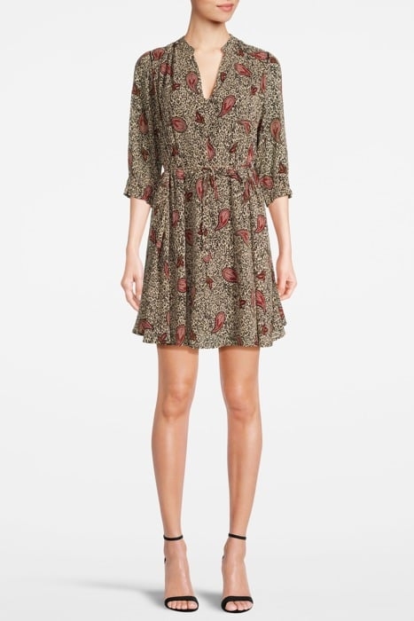 ECRU RECYCLED PAISLEY LEOPARD PRINT DRESS 1