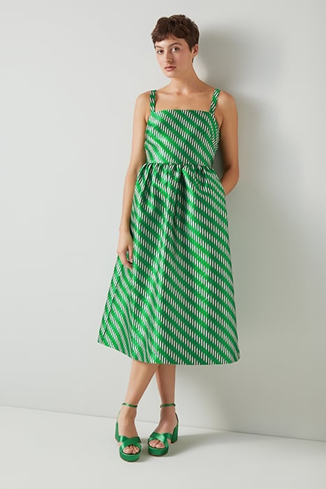 DR ELODIE JACQUARD DRESS GREEN 1