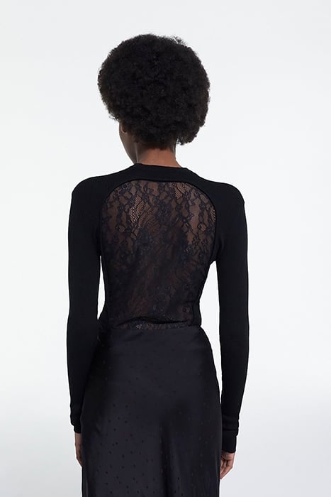 SWEATER WITH SHIFT BACK AND LACE INSERT BLACK 2
