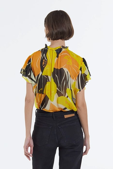 SHORT SLEEVED LACE COLLAR TOP YELLOW 4