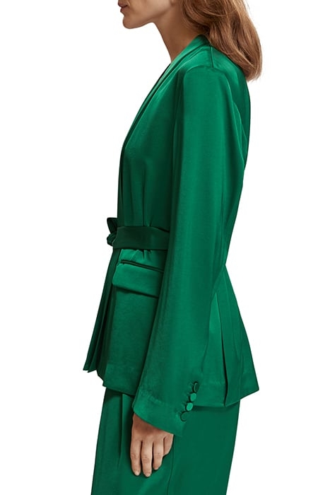 BELTED SATIN SINGLE BREASTED BLAZER PINE TREE 7