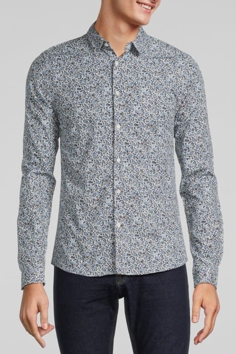 NAVY ORGANIC MICRO-FLOWER PRINT SLIM SHIRT NAVY 1