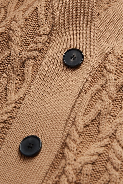 BUTTONED CARDIGAN IN BRAIDED WOOL CAMEL 7