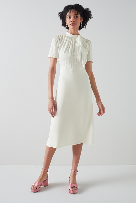 DR KLINE - TIE NECK SATIN IVORY 2