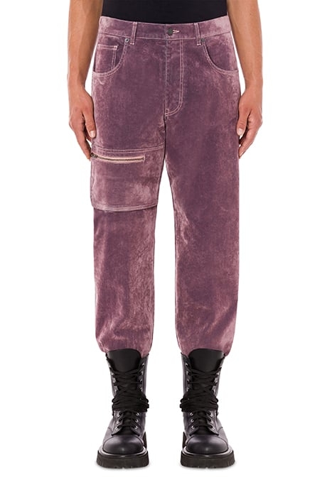 FLOCKED DENIM TROUSERS PURPLE 1