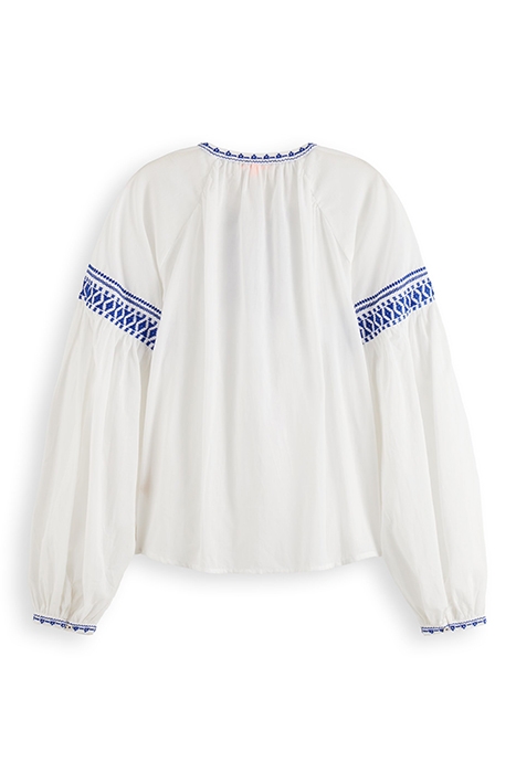 BALLOON SLEEVE TOP WITH TAPE DETAIL WHITE 2