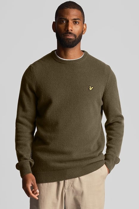 CREW NECK LAMBSWOOL BLEND JUMPER OLIVE 1
