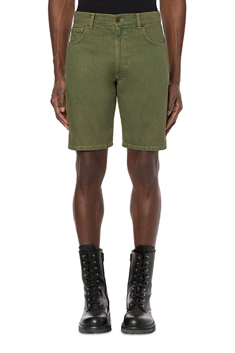 BERMUDA SHORTS IN DOUBLE SMILEY® LOGO OVERDYED DENIM GREEN 1