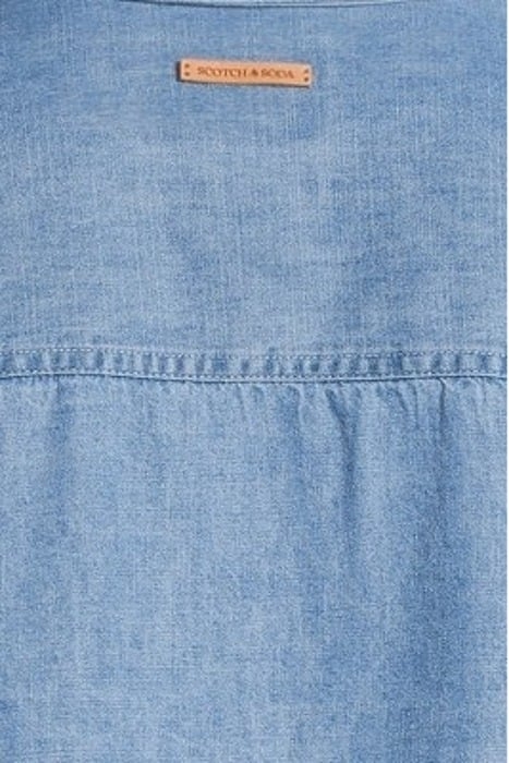 LONG SLEEVE SHIRT WITH ONE POCKET - WASHED INDIGO BLEACHED I 5