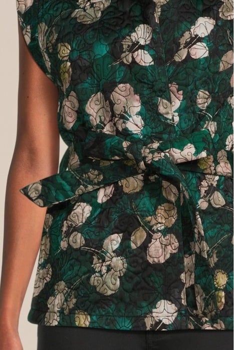 GILET FLOWER QUILTED PRINT GREENS 4