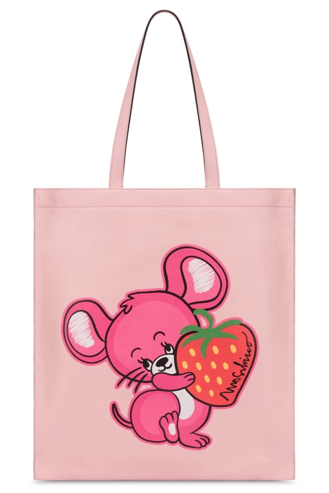 ILLUSTRATED ANIMALS NAPPA SHOPPER PINK 1