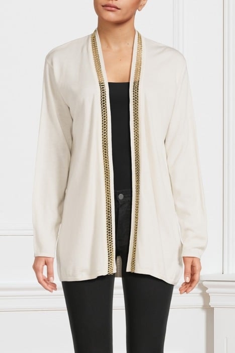 JULIA CHAIN LONG CAR PALE CARDIGAN PEARL 1