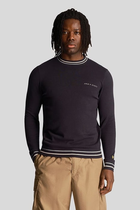 TIPPED CREW NECK JUMPER DARK NAVY 1