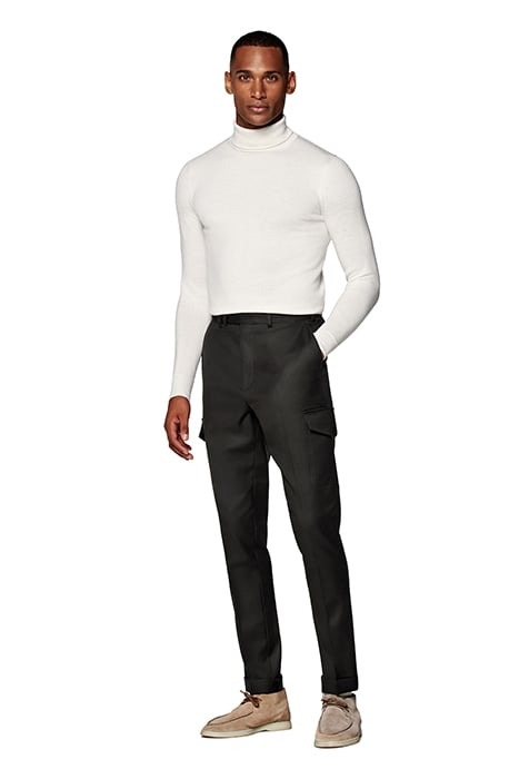 DARK BROWN WIDE LEG TAPERED TROUSERS DARK BROWN 3