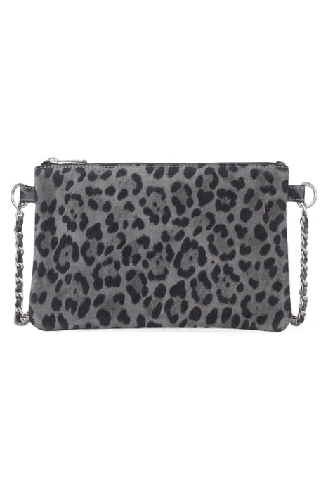 GREY LEOPARD MOTIF SUEDE 111 CLUTCH BAG GREY 2