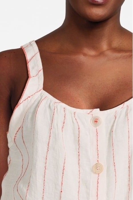 PINSTRIPE LINEN TOP RED 4