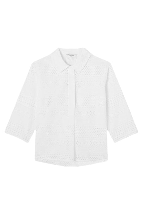 EDIE BRODERIE BUTTON-DOWN SHIRT WHITE 3