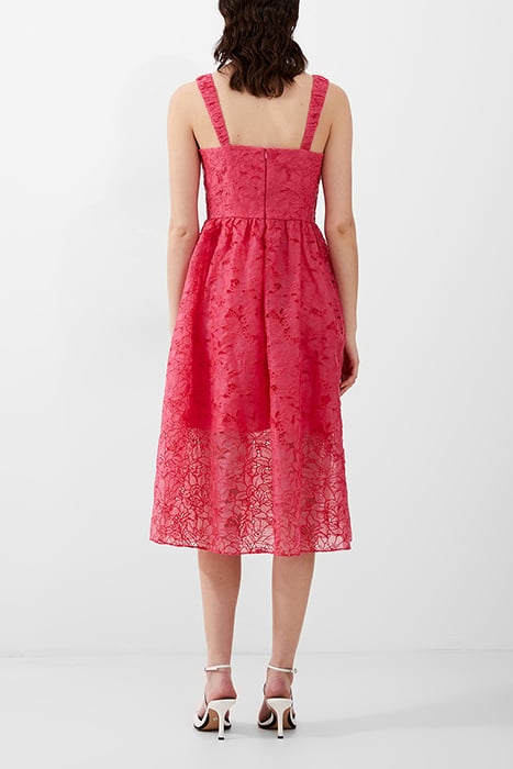 EMBROIDERED LACE STRAPPY DRESS RED 2