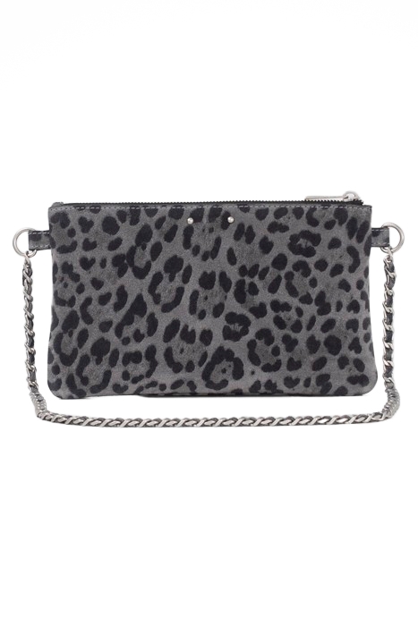 GREY LEOPARD MOTIF SUEDE 111 CLUTCH BAG GREY 1