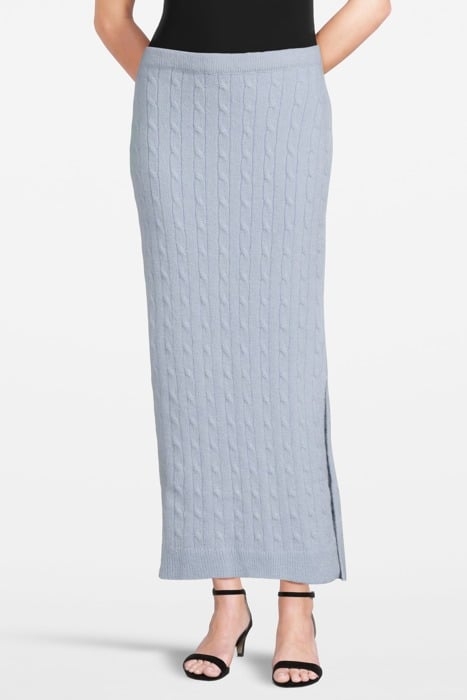 BRAIDED MOHAIR KNIT MIDI SKIRT ICE BLUE 1