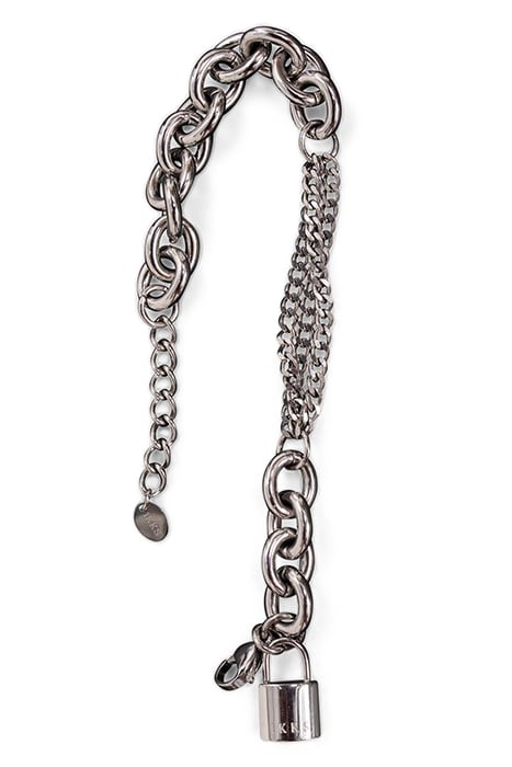 MIXED MARINE LINK AND PADLOCK BRACELET SILVER 4