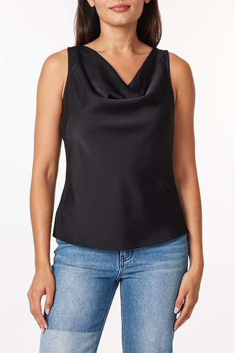 SLEEVELESS DRAPE NECK TOP BLACK NIGHT 1
