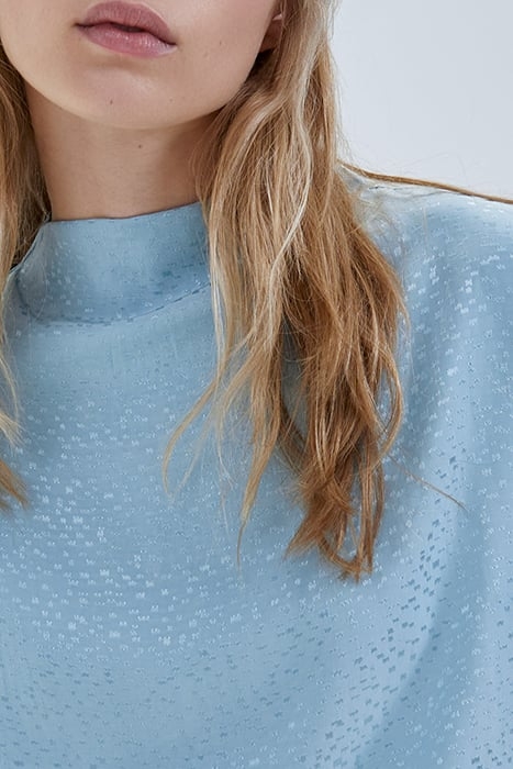 BLUE DECORATIVE JACQUARD BLOUSE WITH GRAPHIC MOTIF BLUE 3