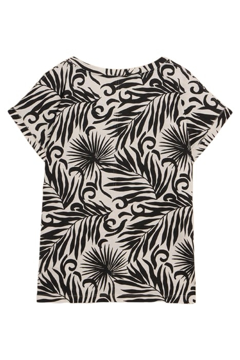 NELLY NOTCH NECK TEE BLACK PRINTED 3