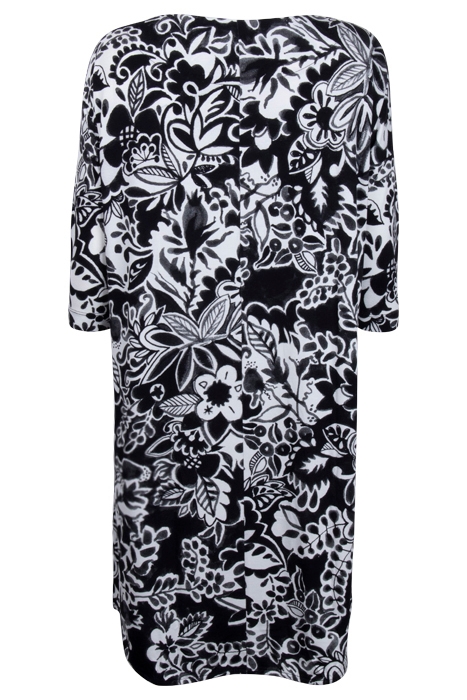 LOOSE DRESS 3/4 SLEEVES PRINT BLACK WITH OFFWHITE CENTREPIEC 2