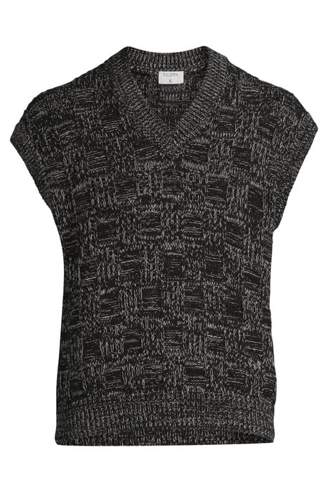 SQUARE KNIT VEST BLACK/WHIT 3