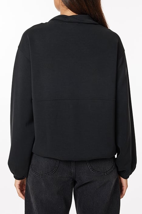 MOCK NECK HOODED SWEATSHIRT BLACK 3