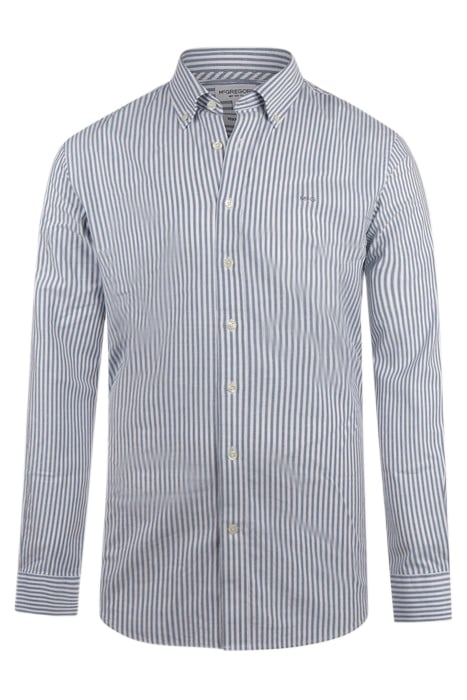 SRETCH OXFORD SHIRT BIG STRIPE NAVY 1