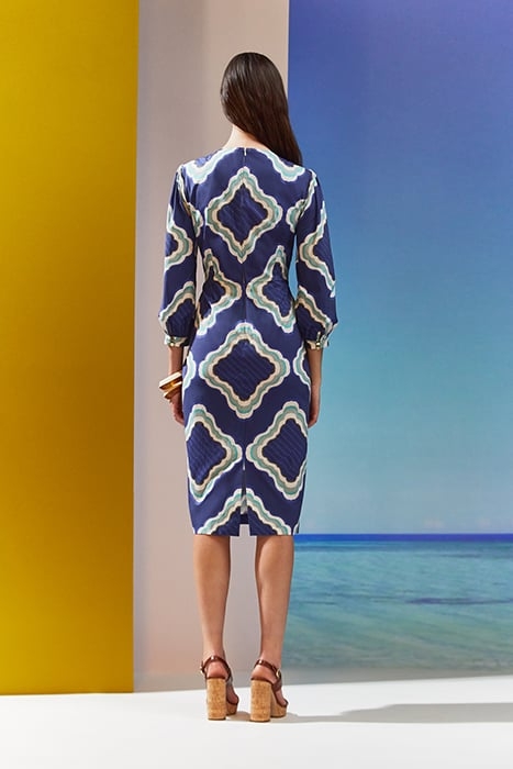 DANIELA- TIE MIDI DRESS NAVY MULTICOLOR 2