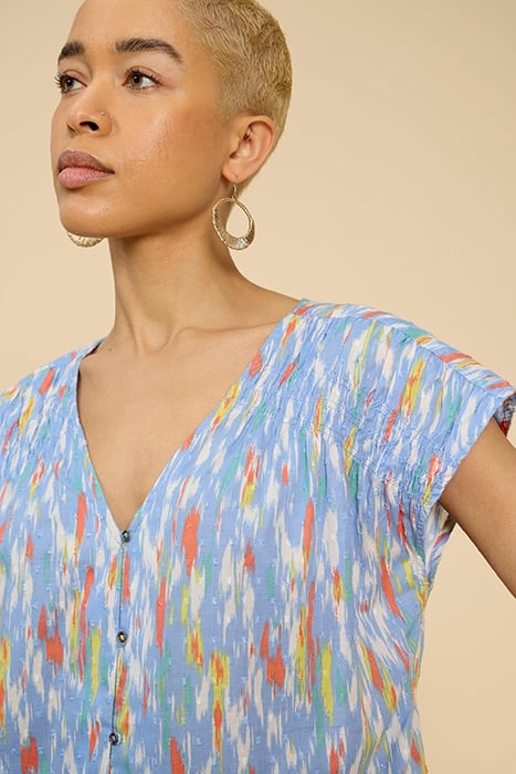 RAE COTTON VEST BLUE PRINTED 4