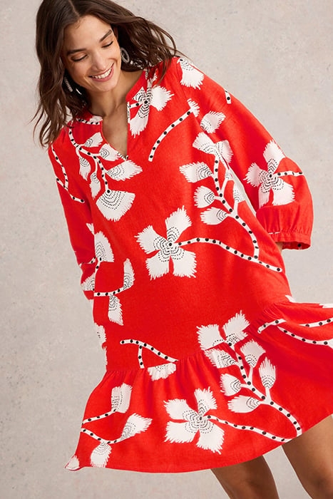 OTTO LINEN BLEND DRESS ORANGE PRINT 3