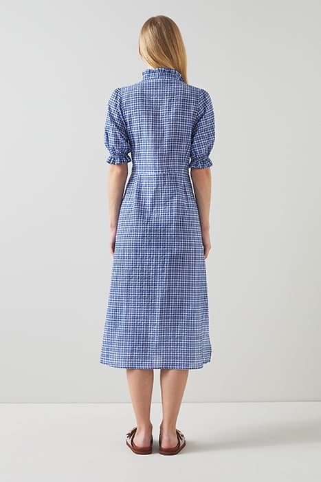 SOLEIL CHECK SHIRT DRESS BLUE/WHITE 2