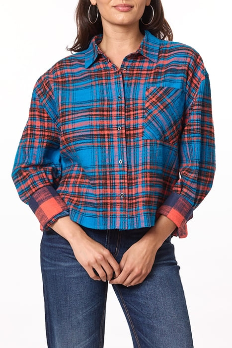 OVERSIZED CROPPED SHIRT PAPRIKA/MYKONOS BLUE 1