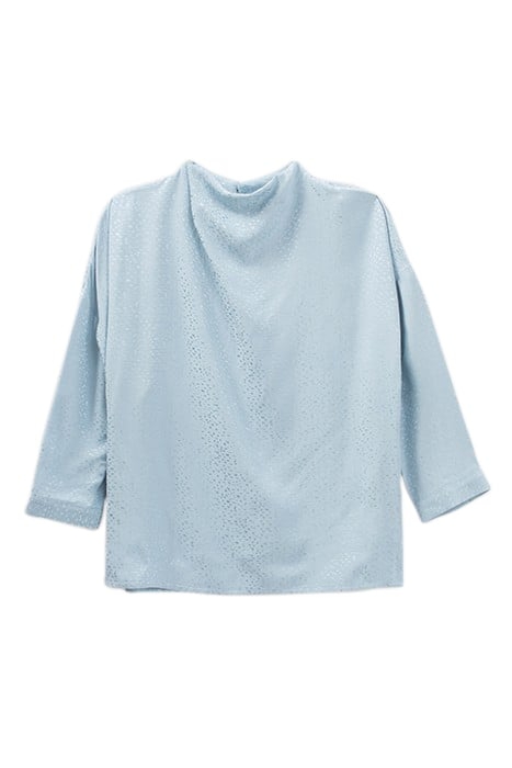 BLUE DECORATIVE JACQUARD BLOUSE WITH GRAPHIC MOTIF BLUE 1