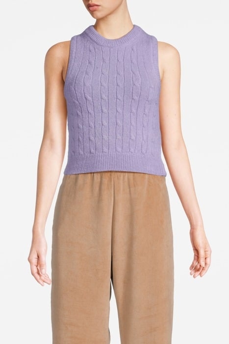 BRAIDED MOHAIR CREWNECK VEST PASTEL LIL 1