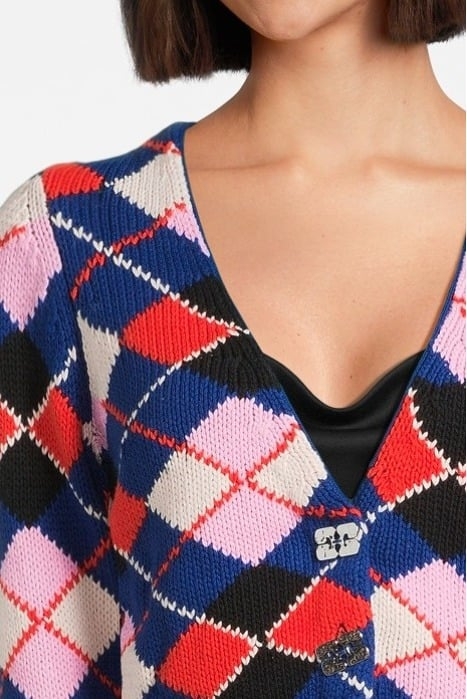GRAPHIC COTTON V-NECK CARDIGAN SODALITE BLUE 4