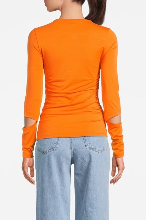 LIGHT STRETCH JERSEY CUTOUT BLOUSE VIBRANT ORANGE 2