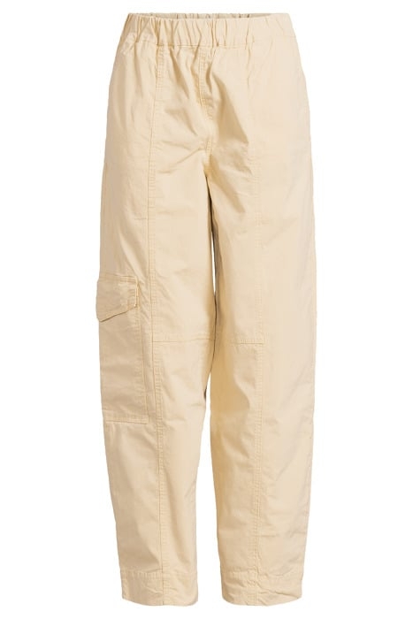 WASHED COTTON CANVAS ELASTICATED CURVE PANTS PALE KHAKI 3
